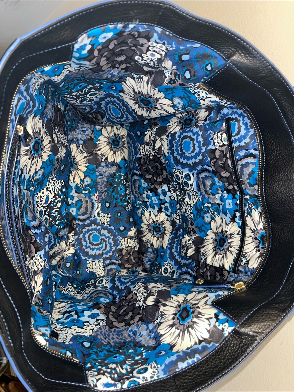 Vera Bradley Navy Pebbled Leather Tote - Picture 3 of 3